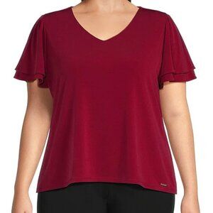Calvin Klein NWOT - Matte Jersey Knit V-Neck Short Tier Sleeved Top